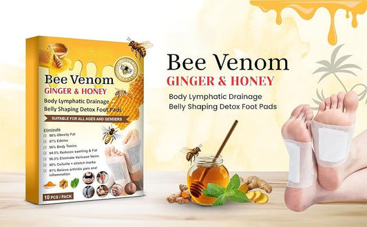 Bee Venom Detox Foot Patches for Stress Relief & Deep Sleep | Ginger--Based Cleansing Foot Pads 3 pack (30 Pcs)